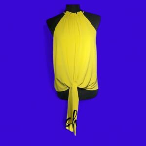 Tyche Bright Yellow/ Green Raglan Sleeveless Blouse sz S